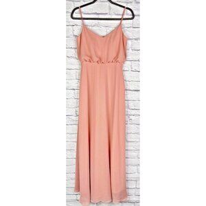 BIRDY GREY Women's Pink Spaghetti Strap chiffon Maxi Dress Small